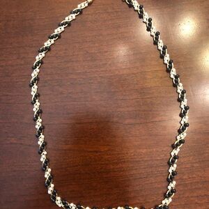 Vintage Sarah Coventry Black and white beaded gold necklace